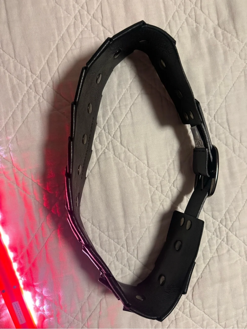 Diane Von Furstenberg Black Layered Stud Leather Small Belt